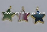 NGP3742 35*35mm star agate gemstone pendants wholesale