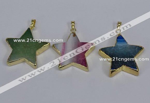 NGP3742 35*35mm star agate gemstone pendants wholesale