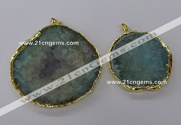 NGP3776 45*50mm - 55*60mm freeform druzy agate pendants