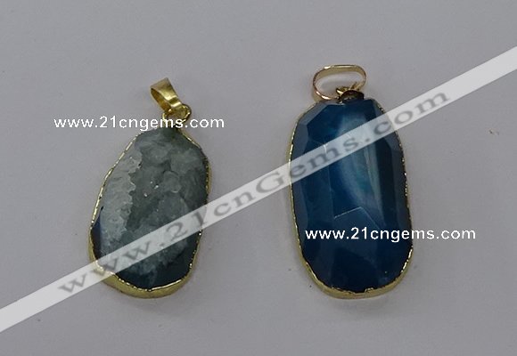 NGP3785 15*30mm - 18*35mm freeform druzy agate pendants