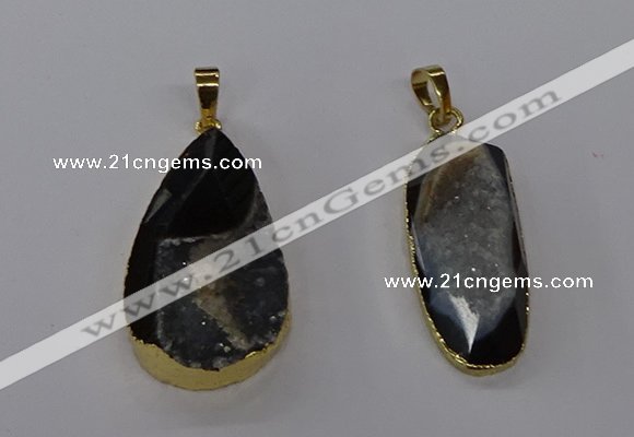 NGP3787 15*30mm - 18*35mm freeform druzy agate pendants