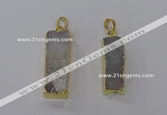 NGP3791 10*30mm - 12*35mm rectangle druzy agate pendants