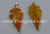 NGP3802 25*50mm - 28*55mm arrowhead agate gemstone pendants