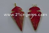 NGP3803 25*50mm - 28*55mm arrowhead agate gemstone pendants