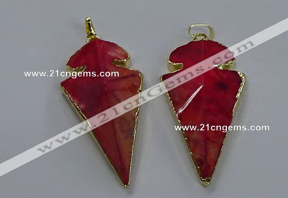 NGP3803 25*50mm - 28*55mm arrowhead agate gemstone pendants