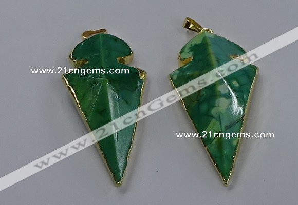 NGP3805 25*50mm - 28*55mm arrowhead agate gemstone pendants