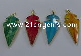 NGP3808 25*50mm - 28*55mm arrowhead agate gemstone pendants