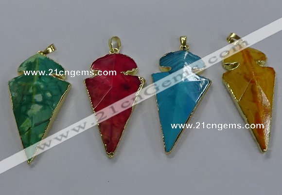 NGP3808 25*50mm - 28*55mm arrowhead agate gemstone pendants