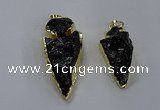 NGP3810 25*45mm - 30*60mm arrowhead dyed white crystal pendants