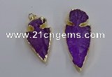 NGP3814 25*45mm - 30*60mm arrowhead dyed white crystal pendants