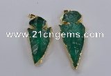 NGP3817 25*45mm - 30*60mm arrowhead dyed white crystal pendants