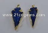 NGP3818 25*45mm - 30*60mm arrowhead dyed white crystal pendants