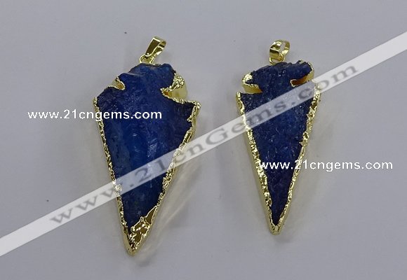 NGP3818 25*45mm - 30*60mm arrowhead dyed white crystal pendants