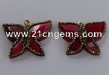 NGP3853 35*45mm carved butterfly agate gemstone pendants