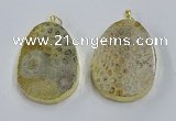 NGP3918 40*55mm freeform fossil coral pendants wholesale
