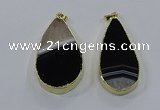 NGP3926 25*50mm - 30*55mm flat teardrop druzy agate pendants