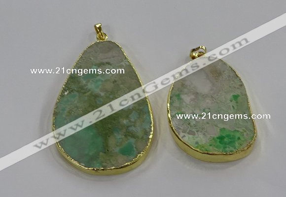 NGP3931 30*45mm - 40*60mm freeform green gemstone pendants