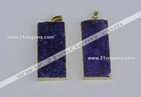 NGP3954 20*50mm - 25*45mm rectangle druzy agate gemstone pendants