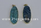 NGP3966 22*45mm - 25*50mm oval druzy agate pendants wholesale