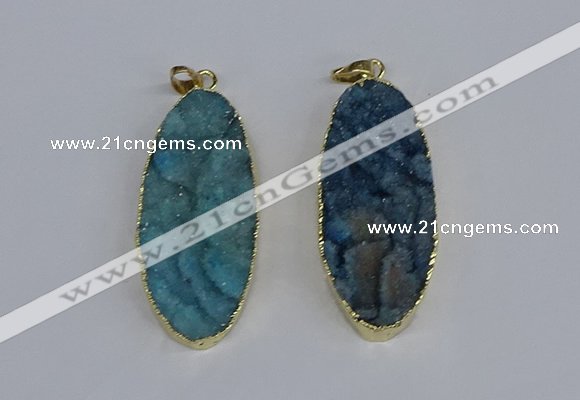 NGP3966 22*45mm - 25*50mm oval druzy agate pendants wholesale