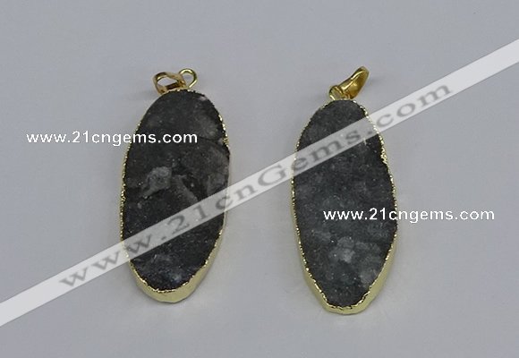 NGP3969 22*45mm - 25*50mm oval druzy agate pendants wholesale