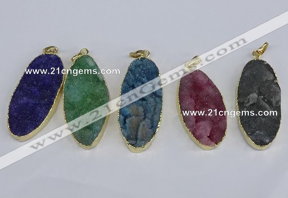 NGP3970 22*45mm - 25*50mm oval druzy agate pendants wholesale