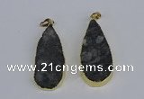 NGP3979 20*40mm - 25*50mm flat teardrop druzy agate pendants