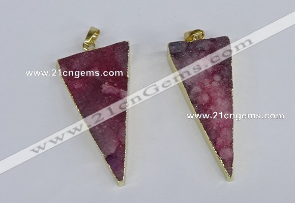 NGP3985 20*48mm - 25*50mm triangle druzy agate pendants wholesale