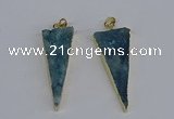 NGP3986 20*48mm - 25*50mm triangle druzy agate pendants wholesale