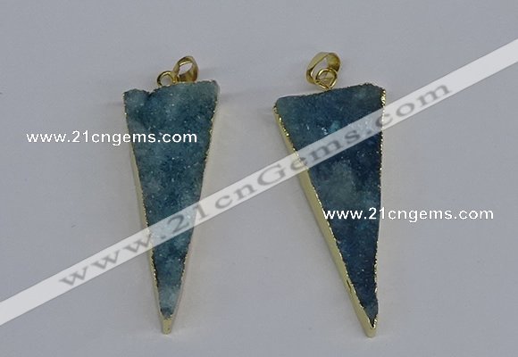 NGP3986 20*48mm - 25*50mm triangle druzy agate pendants wholesale