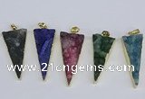 NGP3990 20*48mm - 25*50mm triangle druzy agate pendants wholesale