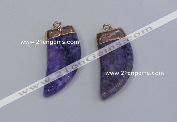 NGP4002 15*30mm - 16*35mm horn druzy quartz gemstone pendants