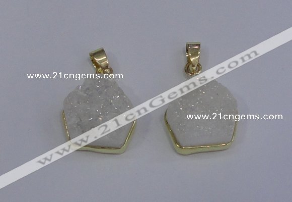 NGP4008 15*16mm freeform druzy quartz gemstone pendants