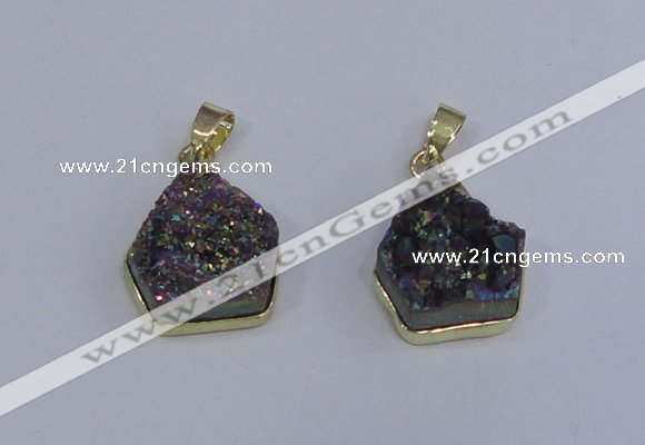 NGP4009 15*16mm freeform druzy quartz gemstone pendants