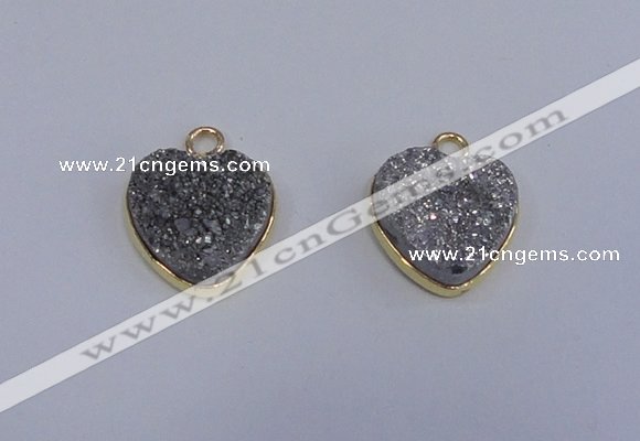 NGP4015 15*15mm heart druzy quartz gemstone pendants