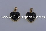 NGP4016 15*15mm heart druzy quartz gemstone pendants