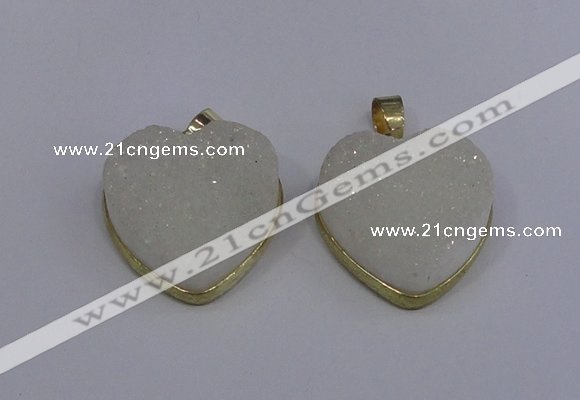 NGP4021 20*20mm heart druzy quartz gemstone pendants