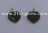 NGP4023 20*20mm heart druzy quartz gemstone pendants