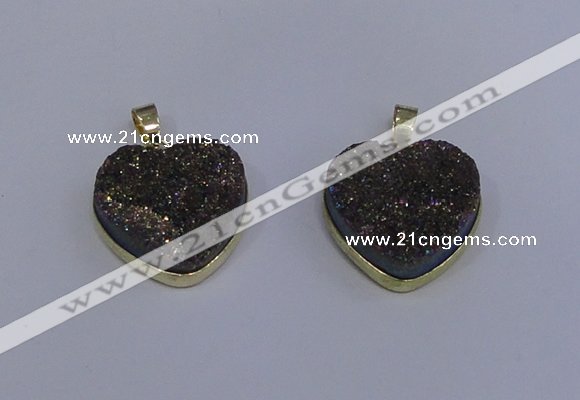 NGP4023 20*20mm heart druzy quartz gemstone pendants