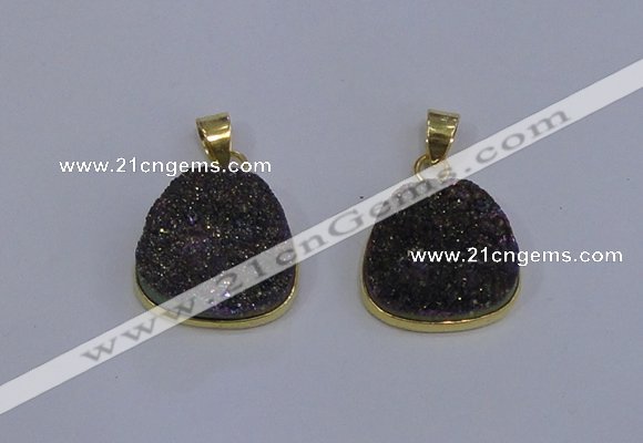 NGP4028 18*19mm freeform druzy quartz gemstone pendants