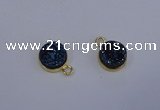 NGP4035 10mm coin druzy quartz gemstone pendants wholesale