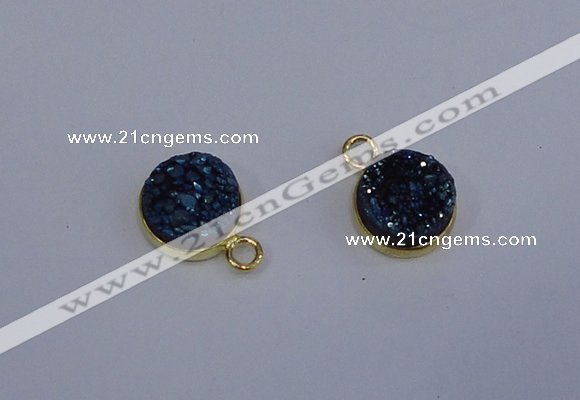 NGP4035 10mm coin druzy quartz gemstone pendants wholesale