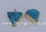 NGP4050 25*30mm – 30*35mm triangle druzy quartz pendants