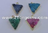 NGP4055 25*30mm – 30*35mm triangle druzy quartz pendants