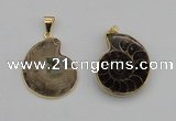 NGP4069 25*30mm – 30*35mm carved ammonite pendants wholesale