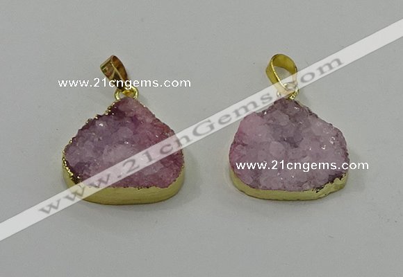 NGP4084 18*22mm - 20*24mm flat teardrop druzy quartz pendants