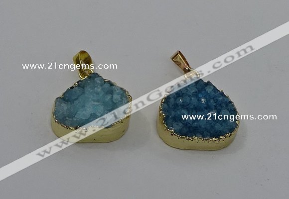 NGP4085 18*22mm - 20*24mm flat teardrop druzy quartz pendants