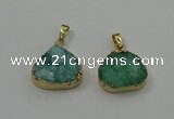 NGP4086 18*22mm - 20*24mm flat teardrop druzy quartz pendants