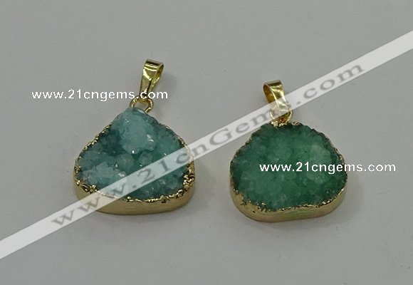 NGP4086 18*22mm - 20*24mm flat teardrop druzy quartz pendants