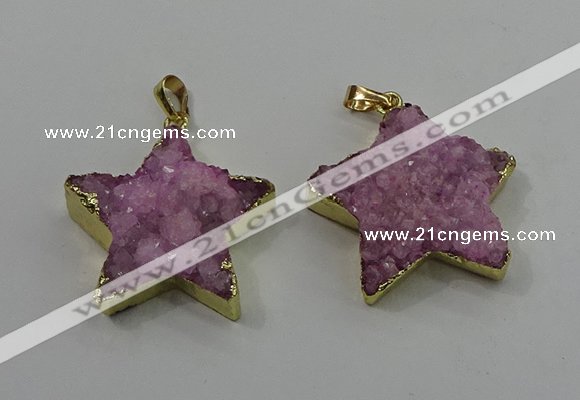 NGP4093 30*32mm - 32*35mm star druzy quartz pendants wholesale